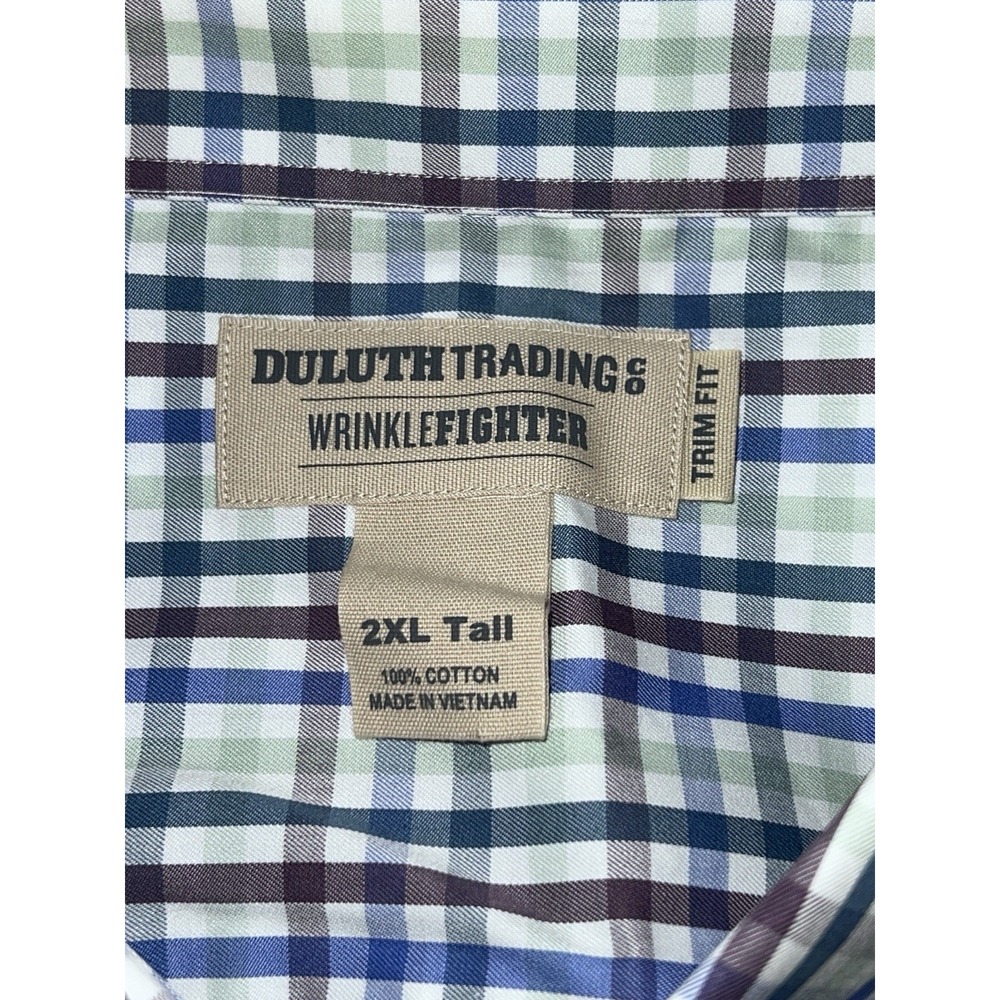 Duluth Trading Co Wrinkle Fighter Multicolor Plaid Button Up Shirt Mens SZ 2XLT - Picture 6 of 16